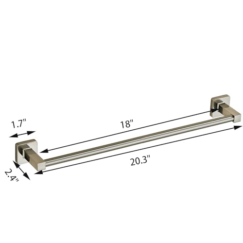 Bathroom Wall Mounted Towel Rack,18 Inch Brushed Nickel Towel Bar with Stainless Rack and Hand Towel Holder, Shower and Bath Towel Racks for Bathroom Wall(Total Length 20-Inch) - color: Brushed Nickel, size: 18In
