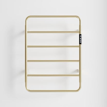 Towel Warmer, Stainless Steel Heated Towel Racks for Bathroom, 6 Bars Wall Mounted Towel Heater with Intelligent Touch Screen Timer & Temperature Adjustment, Plug-in/Hard-Wired, Brushed Gold - color: Brushed Gold, size: 6-Bar