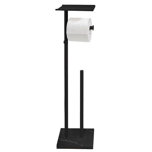 GZILA Toilet Paper Holder Stand with Shelf, Marble Base Free Standing Toilet Paper Double Roll Holder Dispenser, SUS 304 Stainless Steel Storages 5 Reserve Rolls Matte Black - color: Matte Black - 2 Dispensers