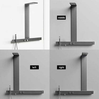 Wall-Mounted Luxury Thermostatic Shower System with Storage Rack & Towel Bar