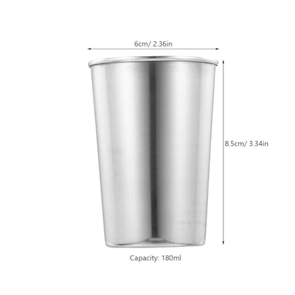 Cabilock 6oz Stainless Steel Bathroom Rinse Cup, Small Metal Tumbler Cup for Toothbrushing, Compact Mouthwash Holder and Toothbrush Holder for Bathroom Sink, Travel, Home and Guest Use, Silver - size: 8.50X6.00X6.00CM