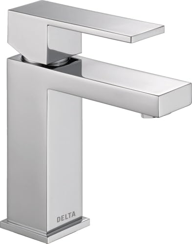 Delta Modern Matte Black Bathroom Faucet 1 Hole, Single Hole Bathroom Sink Faucet for Vanity, Metal Push-Pop Drain Assembly, Chrome 567LF-PP - color: Chrome, size: 1.2 GPM Water Flow