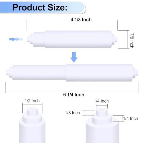 Rindion 4 Pack Toilet Paper Holder Spring Rod, White Toilet Paper Roller Replacement, Plastic Toilet Paper Holder Replacement Rod - color: White