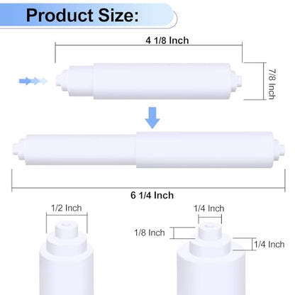 Rindion 4 Pack Toilet Paper Holder Spring Rod, White Toilet Paper Roller Replacement, Plastic Toilet Paper Holder Replacement Rod - color: White