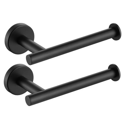 JQK Black Toilet Paper Holder, 5 Inch 304 Stainless Steel Thick 0.8mm Tissue Paper Dispenser, Matte Black Wall Mount, 2 Pack, TPH120-PB-P2 - color: Black, size: Knob(2 Pack)