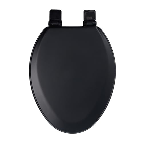 Toilet Seat, Slow Close, Soft Touch, Ultra-Smooth Matte Finish (No Orange-Peel Texture), Premium Moulded Wood, Quick Release, PIKLiDS (Black, Elongated) - color: Black, size: Elongated