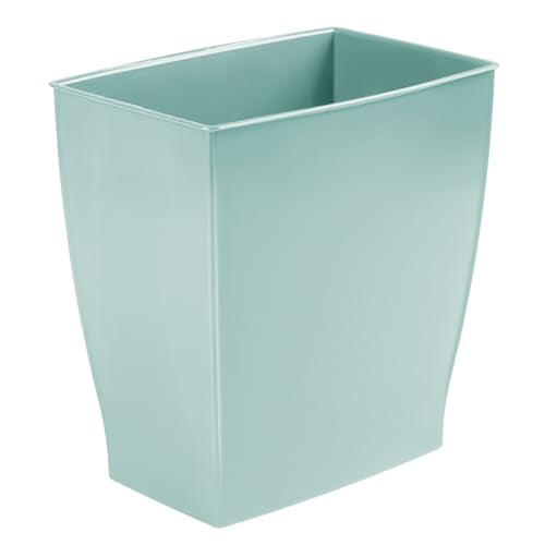 iDesign Small Plastic Bathroom Trash Can, Slim Rectangle Soft Aqua Blue | For Bedroom, Office, Dorm - color: Soft Aqua Blue, style: Pack of 1