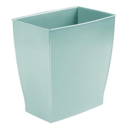 iDesign Small Plastic Bathroom Trash Can, Slim Rectangle Soft Aqua Blue | For Bedroom, Office, Dorm - color: Soft Aqua Blue, style: Pack of 1