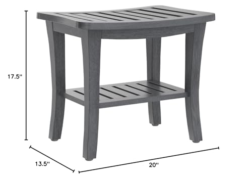 Weathered Genuine Teak Bench - color: Weathered Gray
