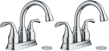 Moen Idora Chrome Two-Handle Centerset Bathroom Sink Faucet with Drain Assembly, 84115 (Pack of 2) - color: Chrome, size: 4 Inch Centerset (Pack of 2)