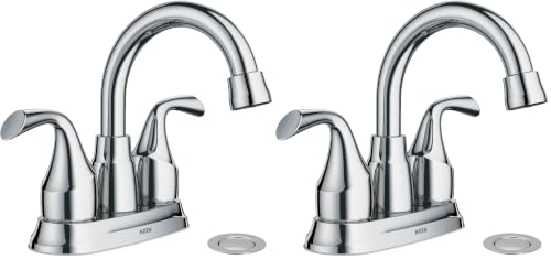 Moen Idora Chrome Two-Handle Centerset Bathroom Sink Faucet with Drain Assembly, 84115 (Pack of 2) - color: Chrome, size: 4 Inch Centerset (Pack of 2)