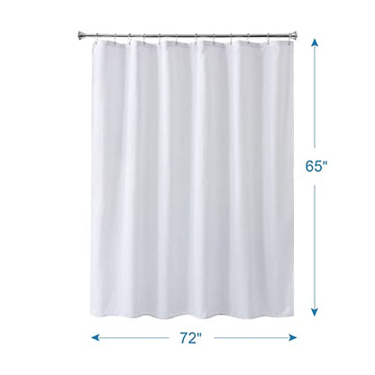 White Shower Curtain Liner Washable, 72 x 65 Inches, Fabric Shower Liner with 2 Bottom Stones, Waterproof 2-in-1 Shower Curtain and Liner, 12 Grommet Holes, Hotel Quality, White - color: White, size: 72"W x 65"L (Pack of 1)