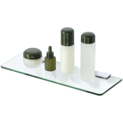 Alise Glass Shelves for Bathroom,15 Inch Wall Mounted Floating Shelf,Chrome | Tempered Glass Shelf,Metal Brackets,Rectangular,Floating Glass Shelves,Over Toilet,Vanity,Bedroom,Kitchen,1 Pack - color: Chrome