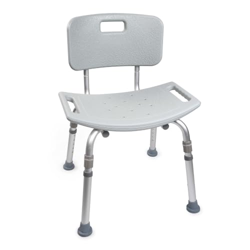 McKesson Bath Bench with Removable, 19 1/4 in, 15 1/2 in, 19 1/2 in, 1 ct | Aluminum Frame, Without Arms, Gray, Seat Width, to Height