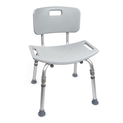 McKesson Bath Bench with Removable, 19 1/4 in, 15 1/2 in, 19 1/2 in, 1 ct | Aluminum Frame, Without Arms, Gray, Seat Width, to Height