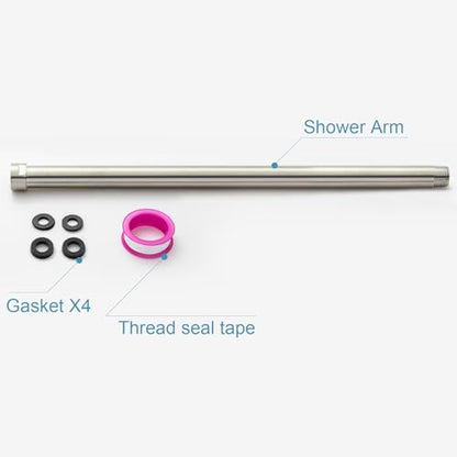 OFFO Shower Head Extension Arm, Brushed Nickel 16 in Shower Arm Extension Shower Head Extender Made of 305 Stainless Steel Shower Pipe Extension - color: Brushed Nickel, style: 16 in