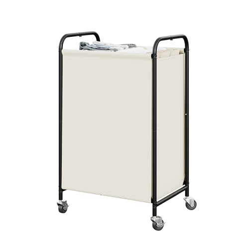 GRANNY SAYS Laundry Hamper, Large Cart with Wheels and Handles, Beige, 110L - color: Beige, size: 110L