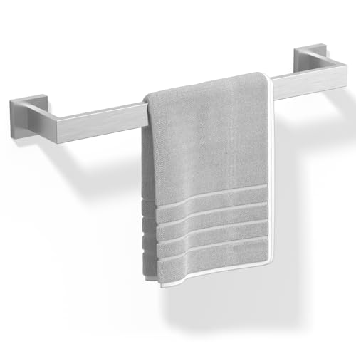 HITSLAM Bath Towel Bar, 18 Inch Towel Rack for Bathroom Wall Mounted, SUS304 Stainless Steel Towel Holder with Hardware Accessories, Brushed Nickel - color: Brushed Nickel, size: 18 Inch (Total Length 19.6 Inch)