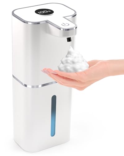 Automatic Foaming Soap Dispenser Touchless, 6-Level Adjustable,13.5oz/400ml Rechargeabled Wall Mounted Smart for Bathroom and Kitchen Dish Soap,White - size: Foam