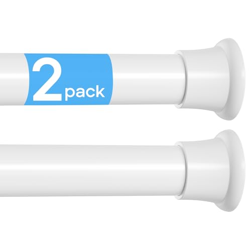 MEXAU 2Pack Spring Tension Curtain Rods 31-76 Inch White Shower Curtain Rod | Adjustable Spring Loaded Curtain Rods No Drilling 7/8" Diameter Shower Rods for Window Bathroom Closet Doorway Door - color: White-2P, size: 31-76 inch