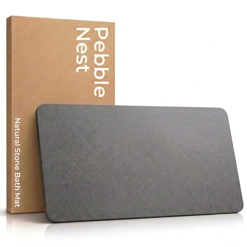 Stone Bath Mat – Diatomaceous Earth Quick Drying Non-Slip Bathroom Mat – Absorbent Diatomite Shower Mat, Durable & Easy to Clean, Modern, 23.6" x 15.3", (Slate Grey - Sora) - color: Slate Grey - Sora