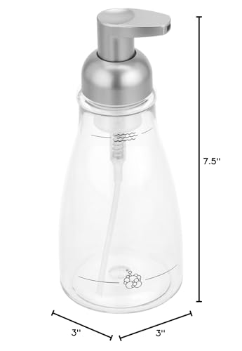 iDesign Foaming Soap Dispenser, Clear and Brushed Nickel | For Kitchen, Bathroom, Sink, Vanity - color: Clear/Brushed Nickel, style: Pack of 1