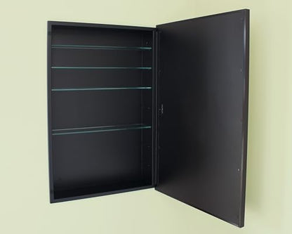 20x30 Harper Crescent Metal Framed Rectangle Recessed Bathroom Medicine Cabinet, Arced Mirror, 18x28 in-Wall Opening, Adjustable Glass Shelves, Magnet Close, Black - color: Black, size: 20x30