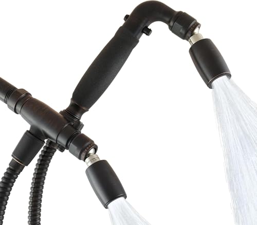 High Sierra® - Solid Lead-Free Metal 4-Way Combo CLASSIC™ Fixed and Handheld Shower Head with Hose. Run Separately or Both at Full Flow - 1.25 GPM per Shower Head - Oil Rubbed Bronze Finish - color: Oil Rubbed Bronze, size: 1.25 GPM