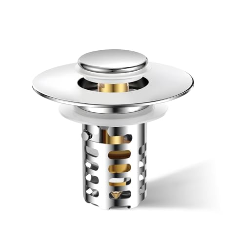 Bathroom Sink Drain Strainer,Universal Fit 99% Bathroom Sink Stopper, Anti-Clog Stainless Steel Drain Filter Basket, Removable Sink Drain for Bathroom Sink Stopper for (1.18'' to 2.17'' inch) Drain