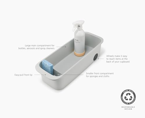 Joseph Joseph CupboardStore Easy-Access Wheeled Storage Caddy – Under-Sink Kitchen Organizer, Made from Recycled Plastic - size: Regular