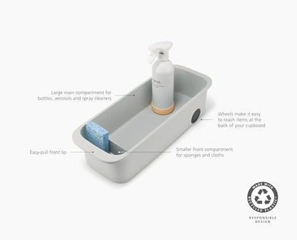 Joseph Joseph CupboardStore Easy-Access Wheeled Storage Caddy – Under-Sink Kitchen Organizer, Made from Recycled Plastic - size: Regular