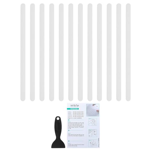 PATIKIL Bathtub Non Slip Stickers 14.96x0.79 Inch, 12 Pack Safety Shower Floor Anti Slip Stickers with Adhesive Decals Scraper for Bath Tub Shower Floor Stair, Clear - color: Clear, size: 38x2 cm/14.96x0.79"