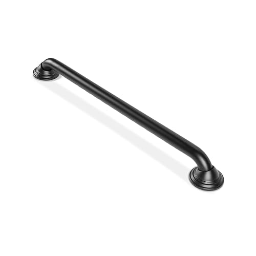 Seachrome 18 inch Finger Grip Grab Bar for Bathroom, Curl Grip, ADA Safety Grip Assist Shower Rail for Elderly and Seniors, Stainless Steel, Semi-Gloss Black - color: Semi-Gloss Black, size: 18