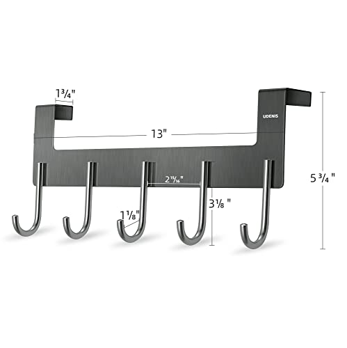 Over Door Hanger, Metal Over The Door Hook Rack with 5 Hooks, Towel Rails for Hanging Towel Robe Coat Bathroom Bedroom Grey - color: Gray