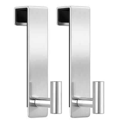 WUIVIUT Heavy Duty Over Door Hooks - Fits 1.77" Wide Hanger, Towel Door Hook for Clothes, Robe, Coats, Bags (Silvery, T Shape 2 Pack, Fits 1-3/4'' Thick) - size: T Shape 2 Pack, Silver