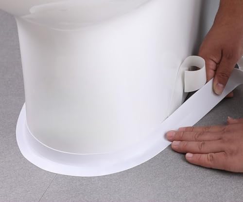 White Caulk Tape Bathroom Easy DIY Sealant Solution Peel & Stick for Bathtubs Toilets Walls Floors Tiles Wallpaper Edges, Quick & Mess-Free Waterproof Sealing, Create a Clean Finished Look in Minutes - color: White