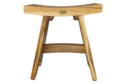 EcoDecors Teak Shower Bench 18", 300 lb Capacity – Waterproof Teak Bath Seat for Adults - Compact Spa Stool for Small Bathrooms & Walk-in Showers with Slip-Resistant Feet - size: 18" bar