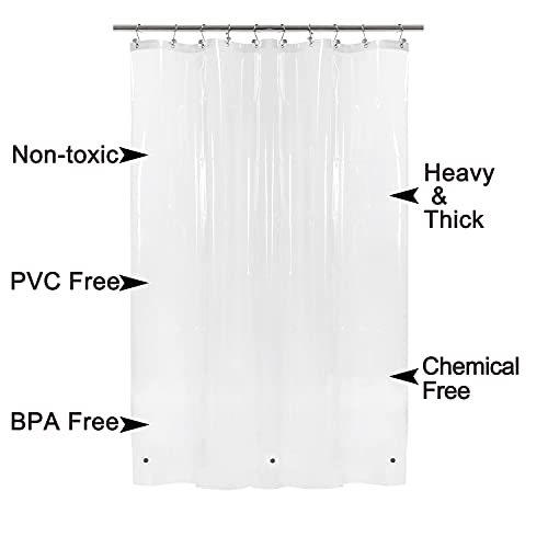 Barossa Design Heavy Duty Shower Curtain Liner with 6 Magnets, Clear, 72x72 | 8G Thick PEVA, 6 Bottom Magnets, Waterproof Vinyl & See Through, Metal Grommets, Heavy Plastic Shower Curtain for Bathroom - color: 1b. Clear-heavy, size: 72"W x 72"L (Pack of 1