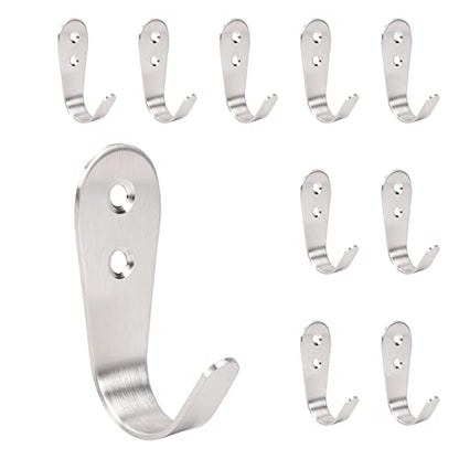 NearMoon Coat Hooks Wall Mounted, Stainless Steel Wall Hooks Heavy Duty Robe Hanger Rustproof for Hanging Coat Towel Hat Key Bag on Bathroom/Kitchen, 10 Pack (Brushed Nickel) - color: Brushed Nickel
