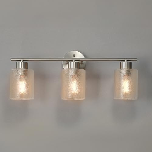 Globe Electric 5-Piece All-in-One Brushed Nickel Bathroom Accessory Set with 23" 3-Light Vanity Light and Clear Frosted Glass Shades - color: Brushed Nickel