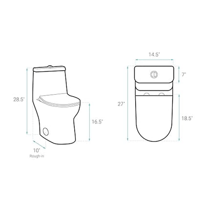Ivy One-Piece Toilet, 10" Rough-in 1.1/1.6 gpf - color: Glossy White, size: 10" Rough-in