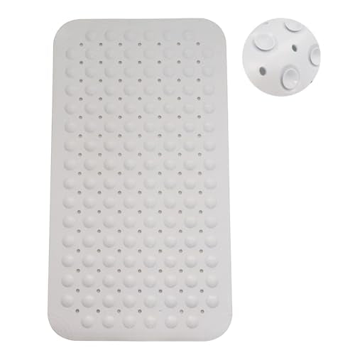 Bathtub Mat Non Slip, Shower Mats with Suction Cup and Drain Holes, Showers Floor Bath Mats for Tub, Drainage Hole Bath Tub Mat for Bathroom (27.6" × 15", Light Grey) - color: Light Grey