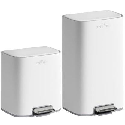 mVm Kitchen Trash Can, 8 Gallon Trash Can and 5.3 Gallon Set, Smooth Edge Garbage Bin for Home Office (White) - color: White, size: 13Gal