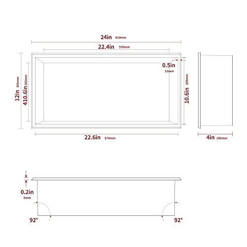 SUNTAGE Recessed Shower Niche Insert Stainless Steel (24" X 12" Brushed) - size: 24" X 12" Brushed