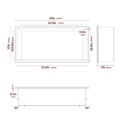 SUNTAGE Recessed Shower Niche Insert Stainless Steel (24" X 12" Brushed) - size: 24" X 12" Brushed