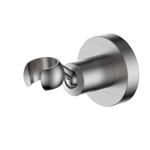All Brass Adjustable Wall Mount Handheld Shower Bracket Holder (Round, Brushed Nickel) - size: Round-Brushed Nickel