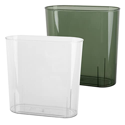Small Trash Can Slim Garbage Can 3 Gallon Waste Basket, Clear and Green | Trash Bin Container for Bathroom, Bedroom, Living Room, Kitchen, Under Desk, Office, Colleg Dorm - color: Clear and Green