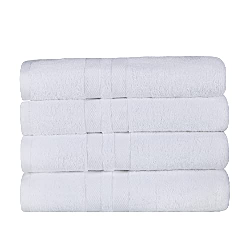 Superior Ultra-Soft 4-Piece Cotton Bath Towel Set, Home Essentials Includes 4 Bath Towels, Absorbent Towels for Daily Use, Guest/Master Bathroom Decor, Shower Basics, Quick Dry - White - color: White, size: Bath Towel (4-Pack)