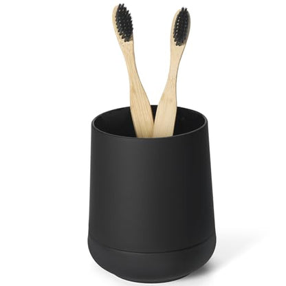 Matte Black Silicone Boot Toothbrush Holders, Modern Tooth Brushing and Toothpaste Holder Tumbler Cup for Bathroom Organizer (Black) - color: Black