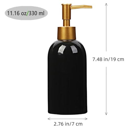 Classic Cylindrical Soap Dispenser, Multi-Color Ceramic Bottle(Black) | Soap Dispenser with Gold Rust-Proof Pump - color: Black